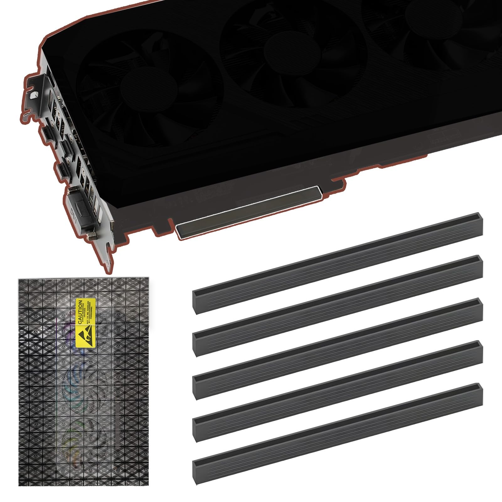 YIMATEECO PCIE X16 Protector PCI Express X16 Male Port Anti Dust Cover Cap, 5Pcs Graphics Card Protector Dustproof Cap with Antistatic Bag, Sticker for Graphics Card Transportation (5 Pack)