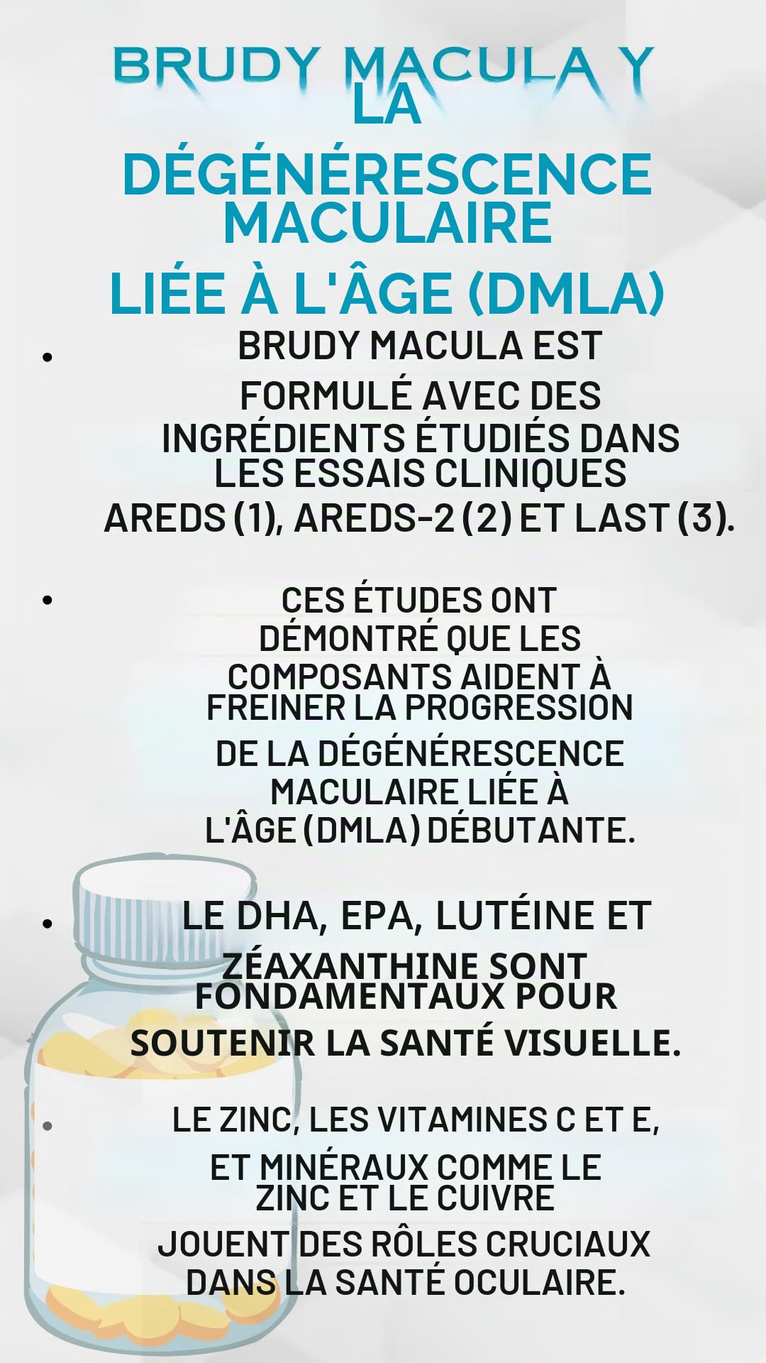 BRUDY LAB Brudy Macula - Acides gras Omega 3 DHA EPA DPA Lutéine et minéraux - Réduit le stress oxydatif dans la dégénérescence maculaire liée à l'âge (DMLA) - 60 gélules