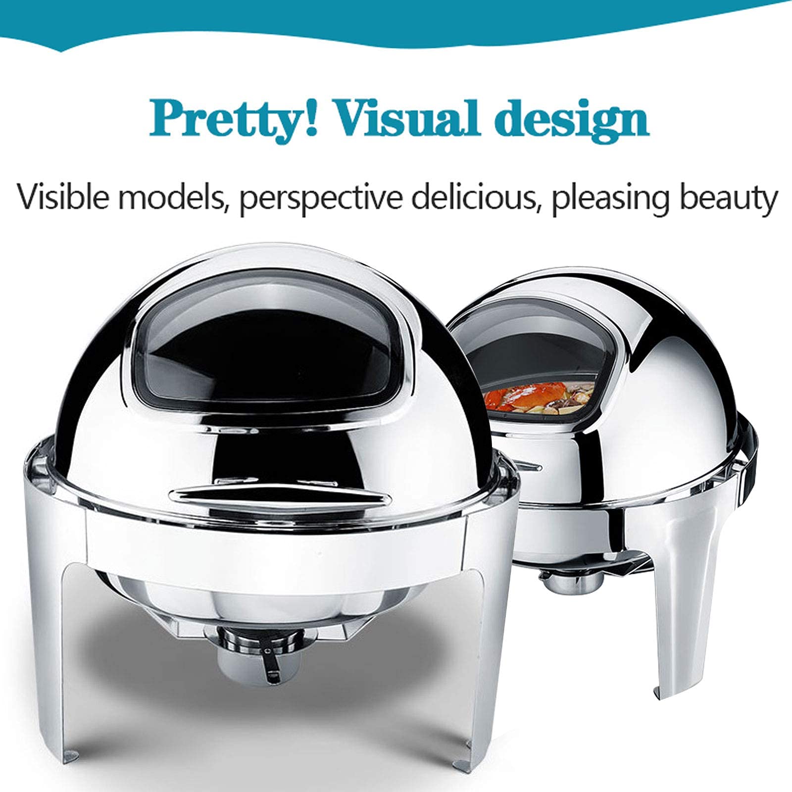 Chafer Chafing Dish 6L, Scaldavivande per Catering in Acciaio Inox, Buffet Rotondi Commerciali Forniture per Ristorazione Scalda, Ideale per Cucina Dinning Star Hotel