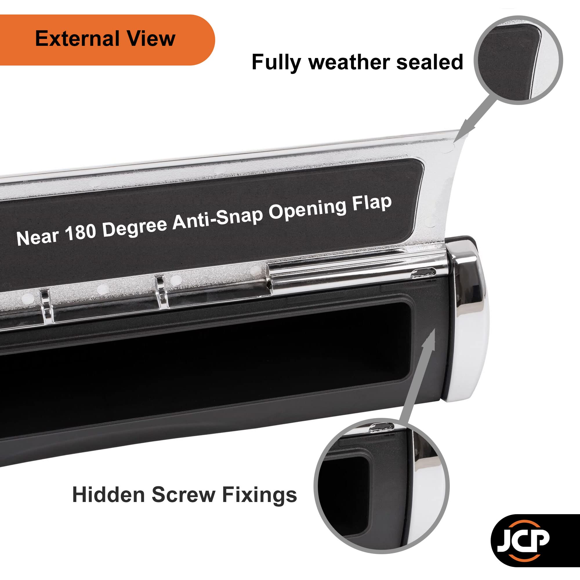JCP Boîte aux lettres en PVC de 30,5 cm pour portes d'entrée en UPVC, composite, bois - Convient aux portes d'entrée de 40 à 80 mm d'épaisseur (noir)
