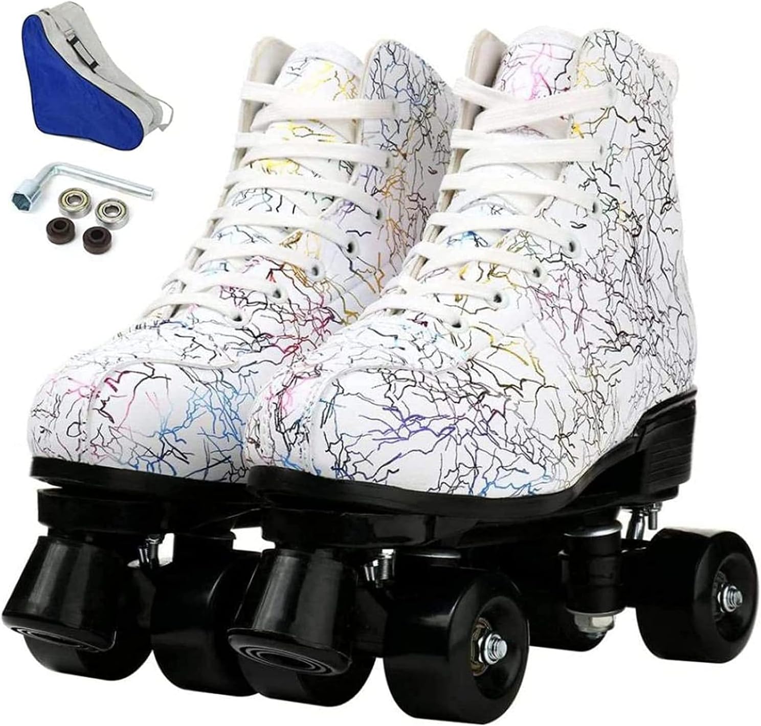 Double Row, Men's and Women's Roller Skates, Four-Wheel, Shiny Men's and Women's Roller Skates, Unisex,D-39
