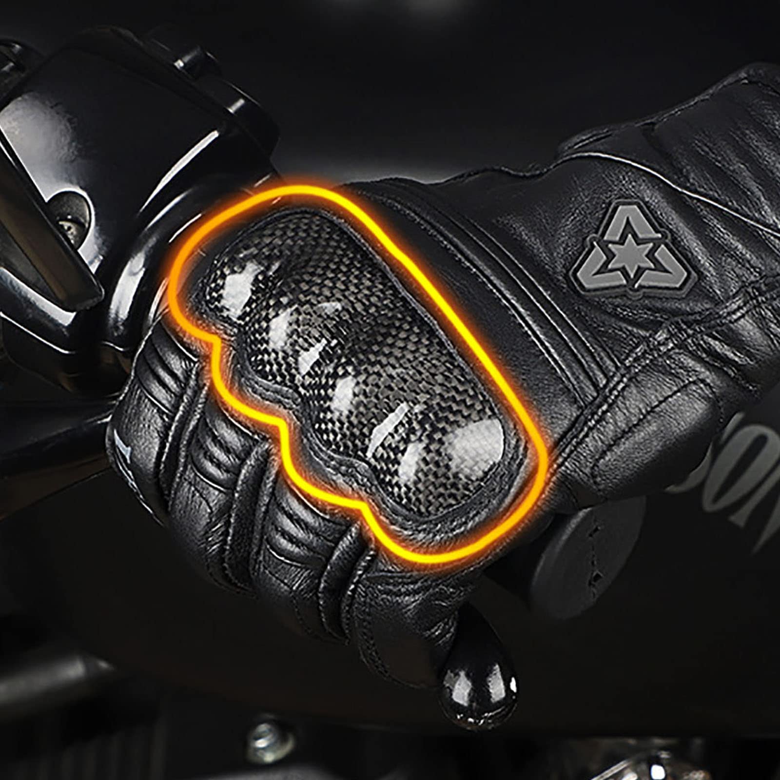 Guanti da Uomo in Fibra di Carbonio + Pelle Bovina Guanti da Moto Touch Screen da Donna Guanti da Cavaliere Invernale per Motoslitta Sci in Bicicletta