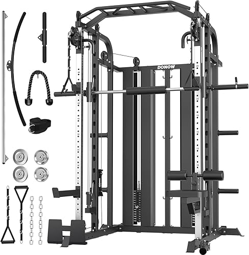 Miniatura 11 de DONOW Smith - Máquina con pilas de pesas, sistema de gimnasio en casa multifunción, jaula de potencia, estante para sentadillas, máquina cruzada de
