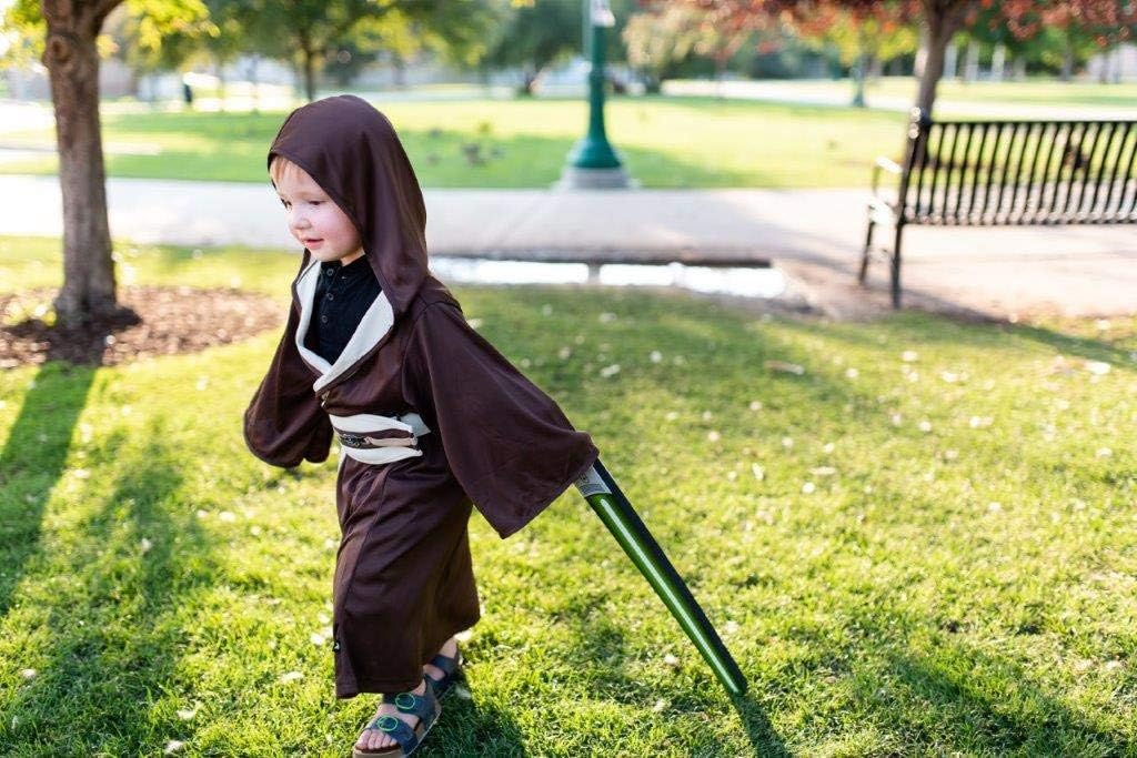 Little Adventures Galactic Warrior Hooded Robe with Belt (Galactic Hero (Brown), Large Age 5-7) - Machine Washable Child Pretend Play and Party Dress-Up