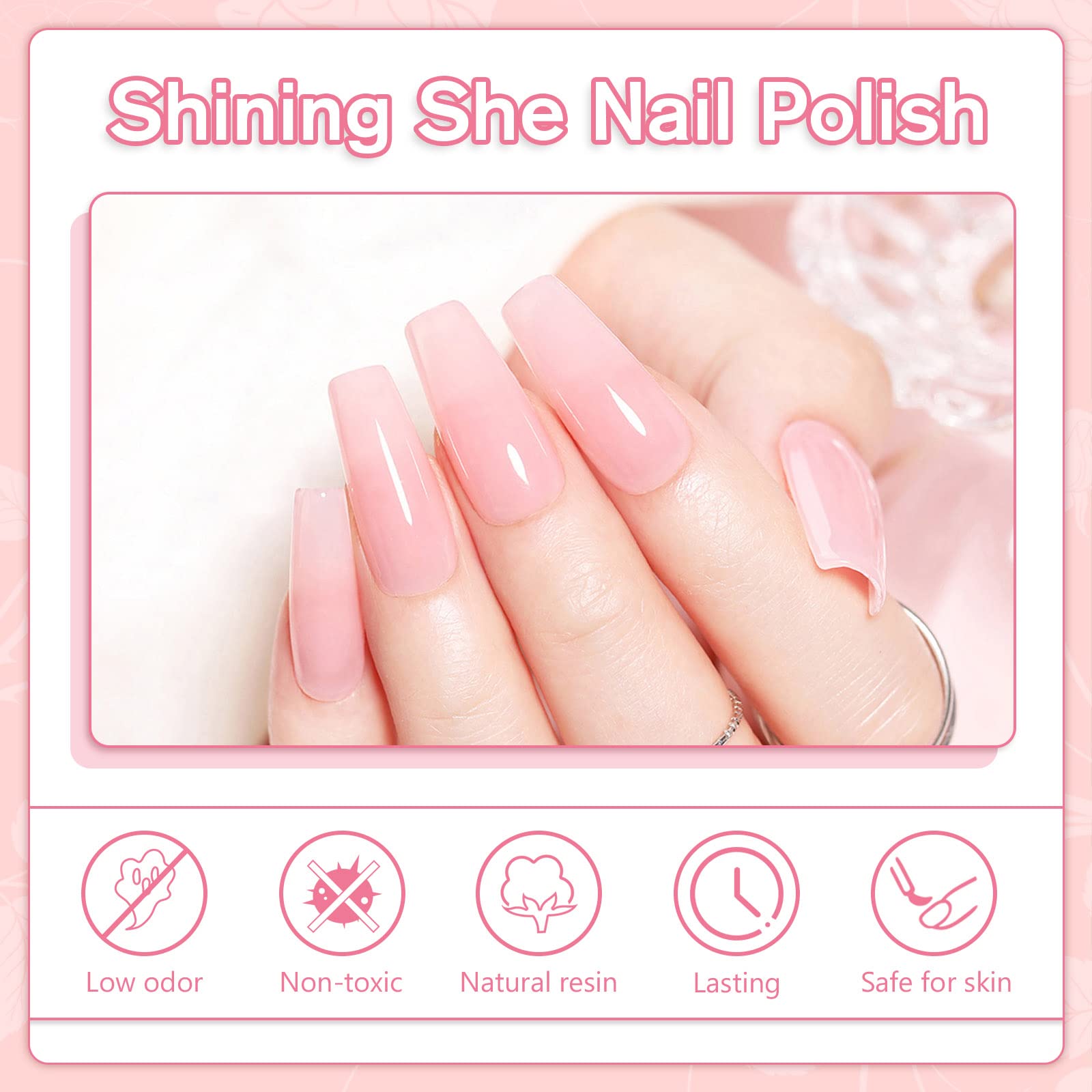 Shining She Vernis Semi Permanent, 10 Couleurs Blanc Laiteux Rose Nude Transparent Semi-permanent Gel Polish Soak-off UV/LED Vernis à ongles pour Manucure DIY Maison, 8ml