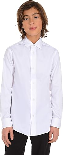 Miniatura 2 de Calvin Klein - Camisa de vestir de satén con manga larga para niños, estilo con puños con botones y faldón