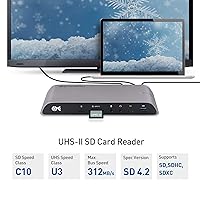 Vista 4 de Cable Matters Base USB C para Windows, puerto dual 4K, carga de 80 W, ranura para tarjeta SD, puerto USBA/USBC de 10 Gbps, Gigabit Ethernet