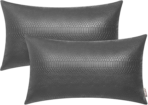 Miniatura 161 de BRAWARM Fundas de almohada de piel sintética de 16 x 16 pulgadas, paquete de 2 fundas de almohada de cuero plateado, almohadas decorativas de piel