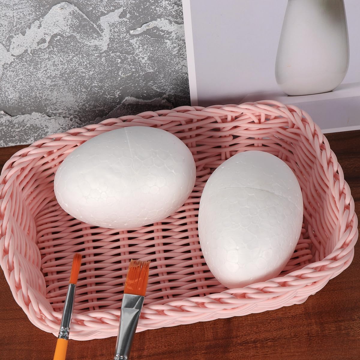 OATIPHO 50 Pcs White Foam Easter Eggs 2.36 Inch Solid Blank Craft Models for DIY Painting Projects School Art Classes Halloween Christmas Decor Family Gathering Children Artwork