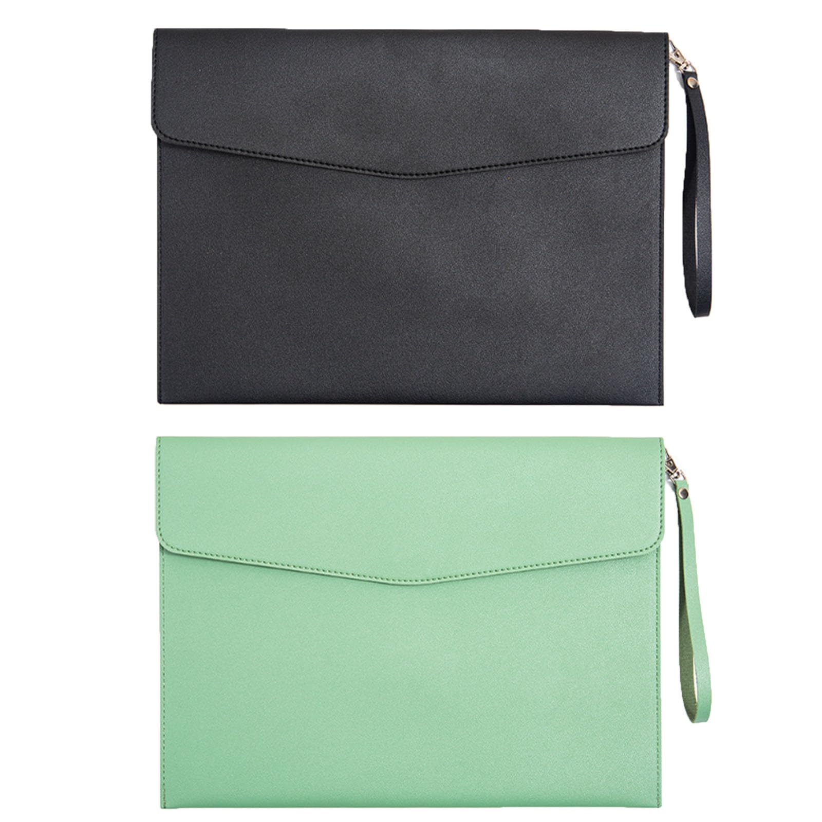 Oaygat 2 pack A4 Faux Leather Envelope Document Multifunction Travel Document Folders Stationery Organizer Folder Bag Portfolio File for Paper Letter File Folder with Snap Closure Stationery Organizer