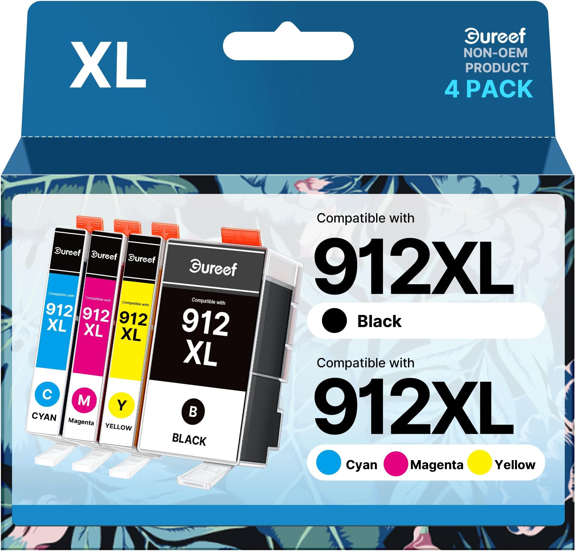 912 XL 912XL Ink Cartridges Replacement for HP 912 XL Ink Cartridges Multipack with New Chip for HP OfficeJet Pro 8020 8022 8023 8024 OfficeJet 8010 8012 8014 (Black/Cyan/Magenta/Yellow)