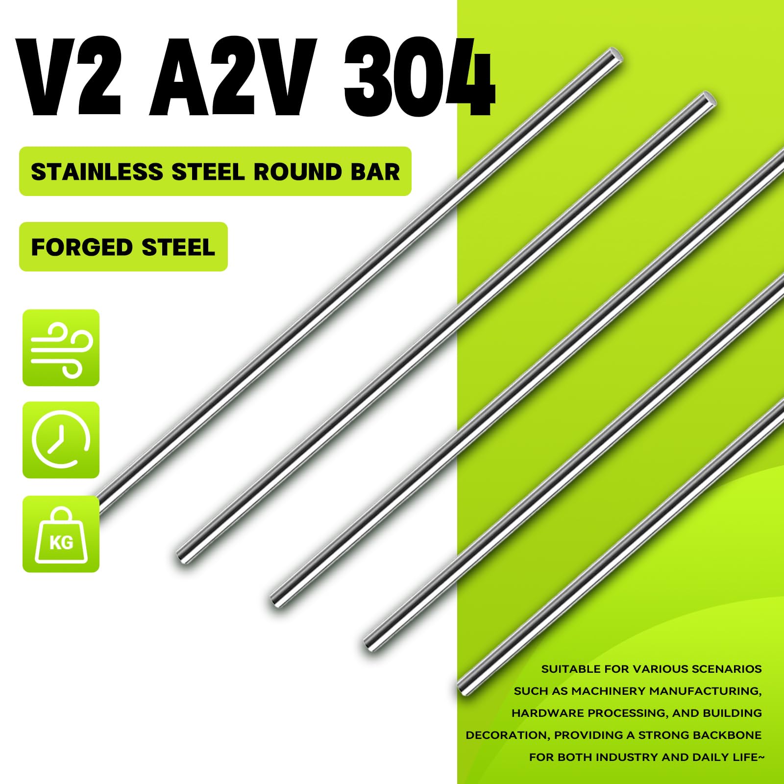 Varillas de Acero Inoxidable 5 mm x 300 mm, Barra Metálica Redonda para Manualidades DIY