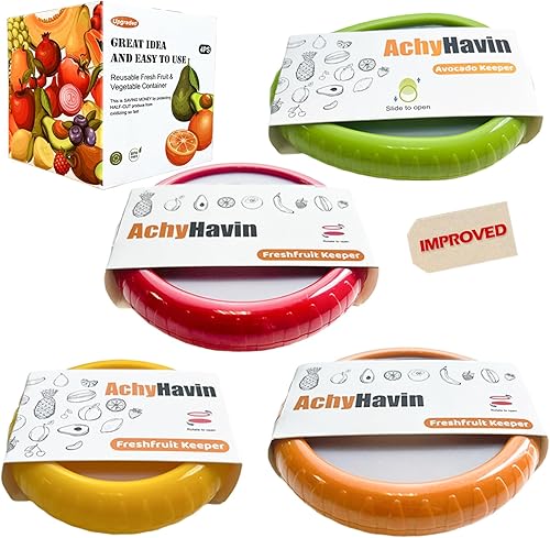 Ahorro de aguacate mejorado y almacenamiento de cebollas, juego de 4 cajas de almacenamiento antioxidación de frutas y verduras para refrigerador,