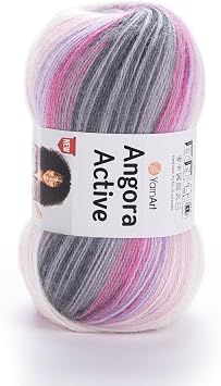 1 Skein YarnArt Angora Active Knitting Yarn, 25% Mohair 75% Acrylic, 100 g 3.5 oz, 500 m 546 yd, Yarn Weight 0 Lace, Variegated - 848