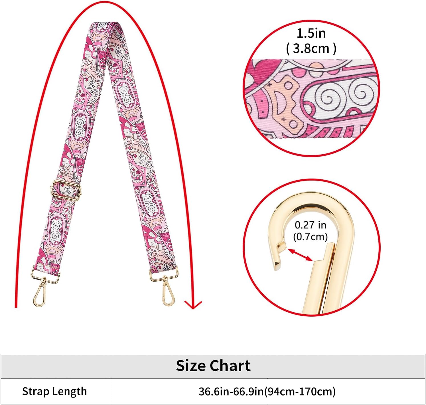ZOOEASS Wide Shoulder Strap Adjustable Replacement Belt Guitar Style Crossbody Bag Handbag Strap Multicolor Canvas Straps(Wide:1.5in)(Color53) image 4