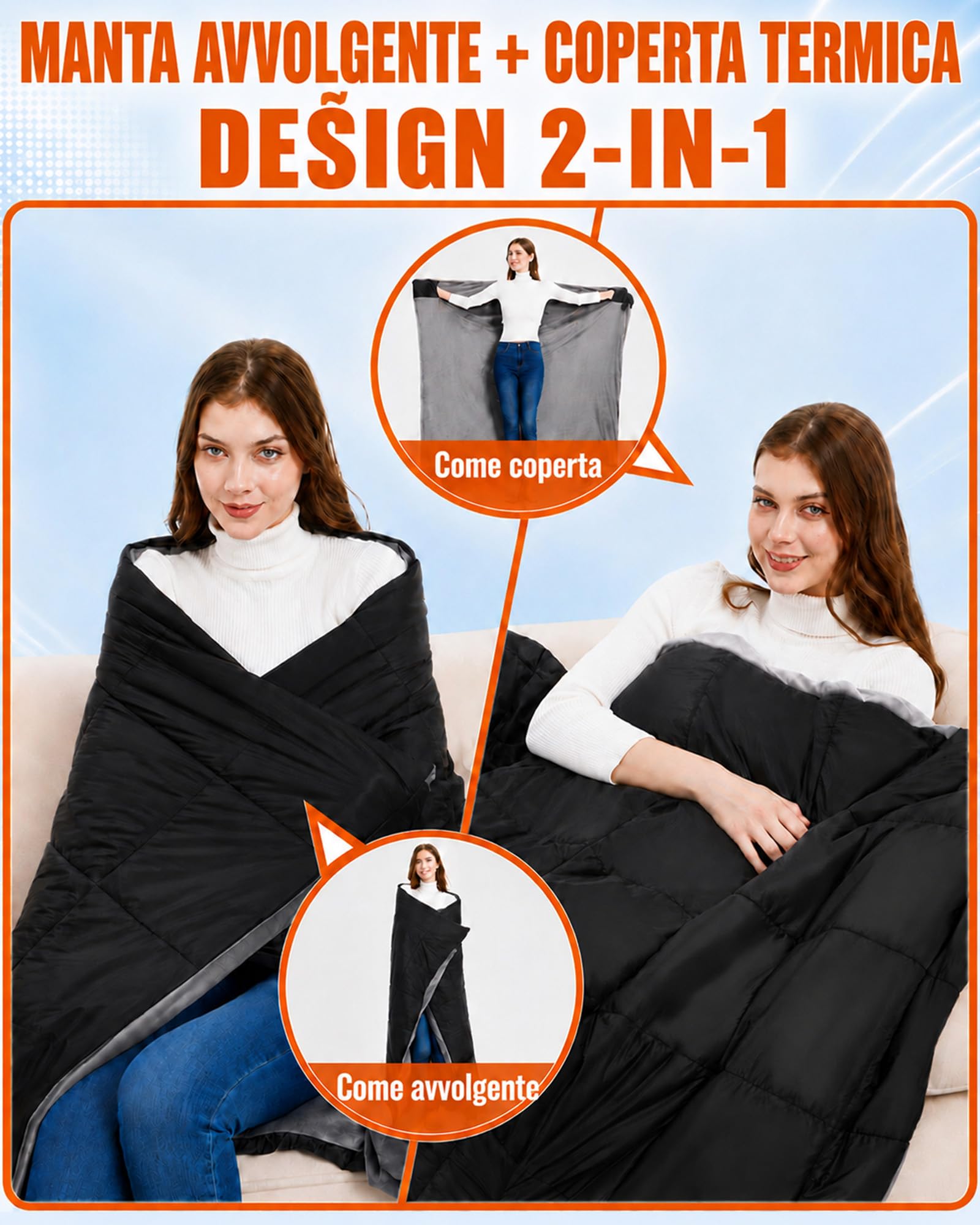 CYCYHEAT Coperta Riscaldante Elettrica Senza Fili 20000mAh 7,4V