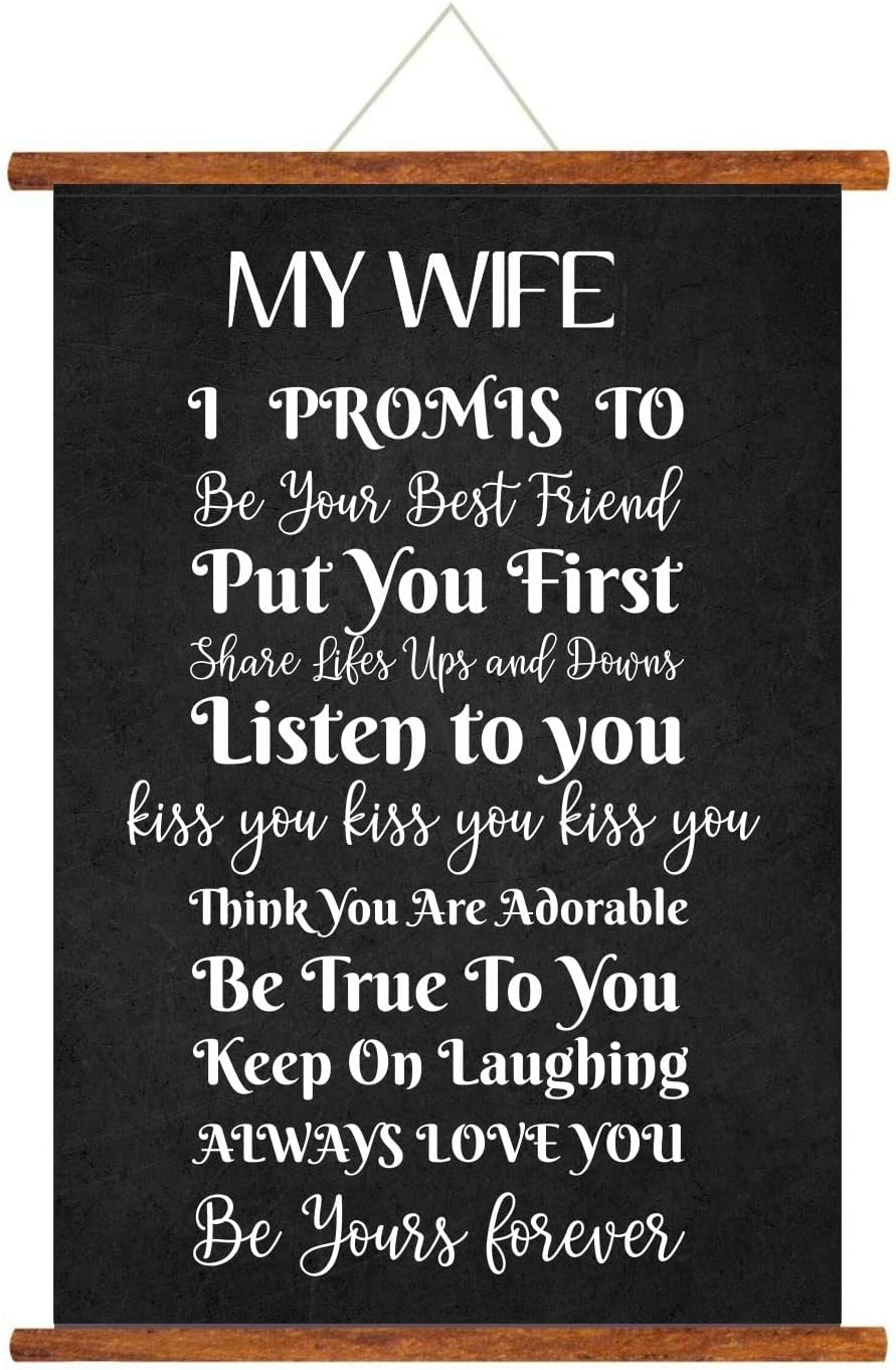 TheYaYaCafe valentine Gifts for Wife greeting card love romantic My Wife Always Love You scroll 12x16 Inches (Black)