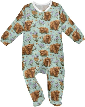 Baby One-Piece Footies Hockey Ball Blue Sleeper Pjs Footed Bodysuit Rompers Zipper for Boys Girls 3M