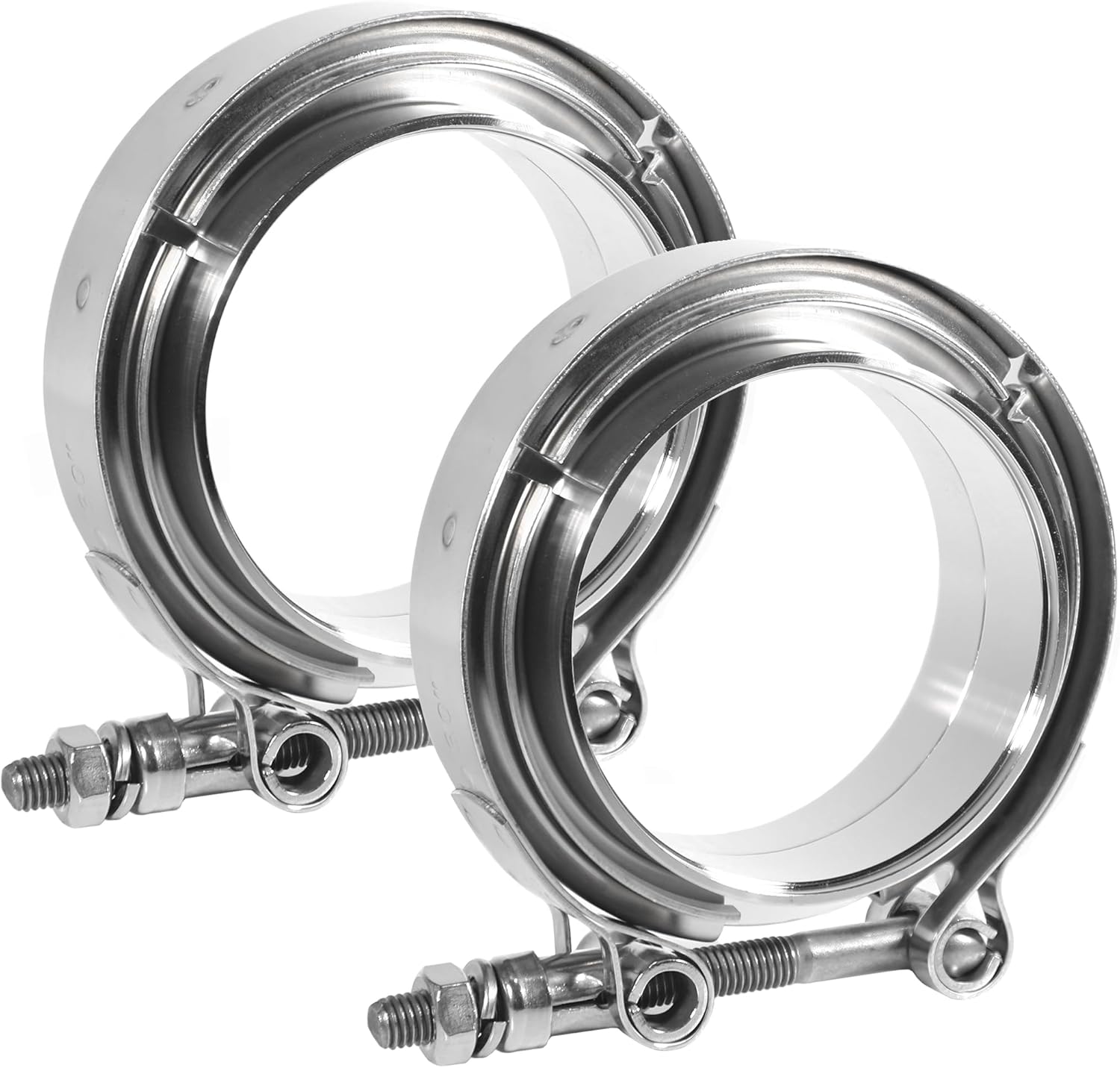 Ucreative 3.0 Inch V Band Clamp with Flange Male Female 304 Stainless Steel with Upgraded T-Bolt 2PCS