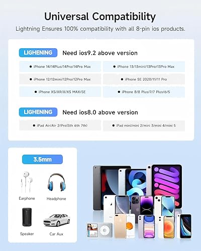 Miniatura 4 de [Apple MFi Certified] 2 Pack Lightning to 3.5 mm Headphone Jack Adapter, iPhone Aux Adapter Converter Dongle Audio Cable Compatible with iPhone 14