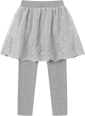 Mud Kingdom Little Girls Footless Leggings Pants with Lace Ruffle Tutu Skirt