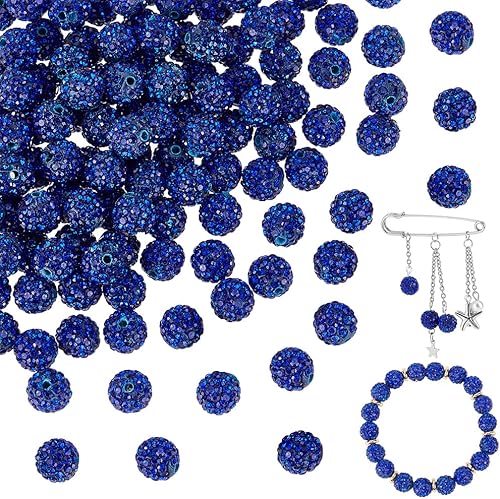 Miniatura 7 de Pandahall - Bolas de arcilla de 10 mm, tipo discoteca con 100 unidades, cuentas de polímero de arcilla con diamantes de imitación, creaciones