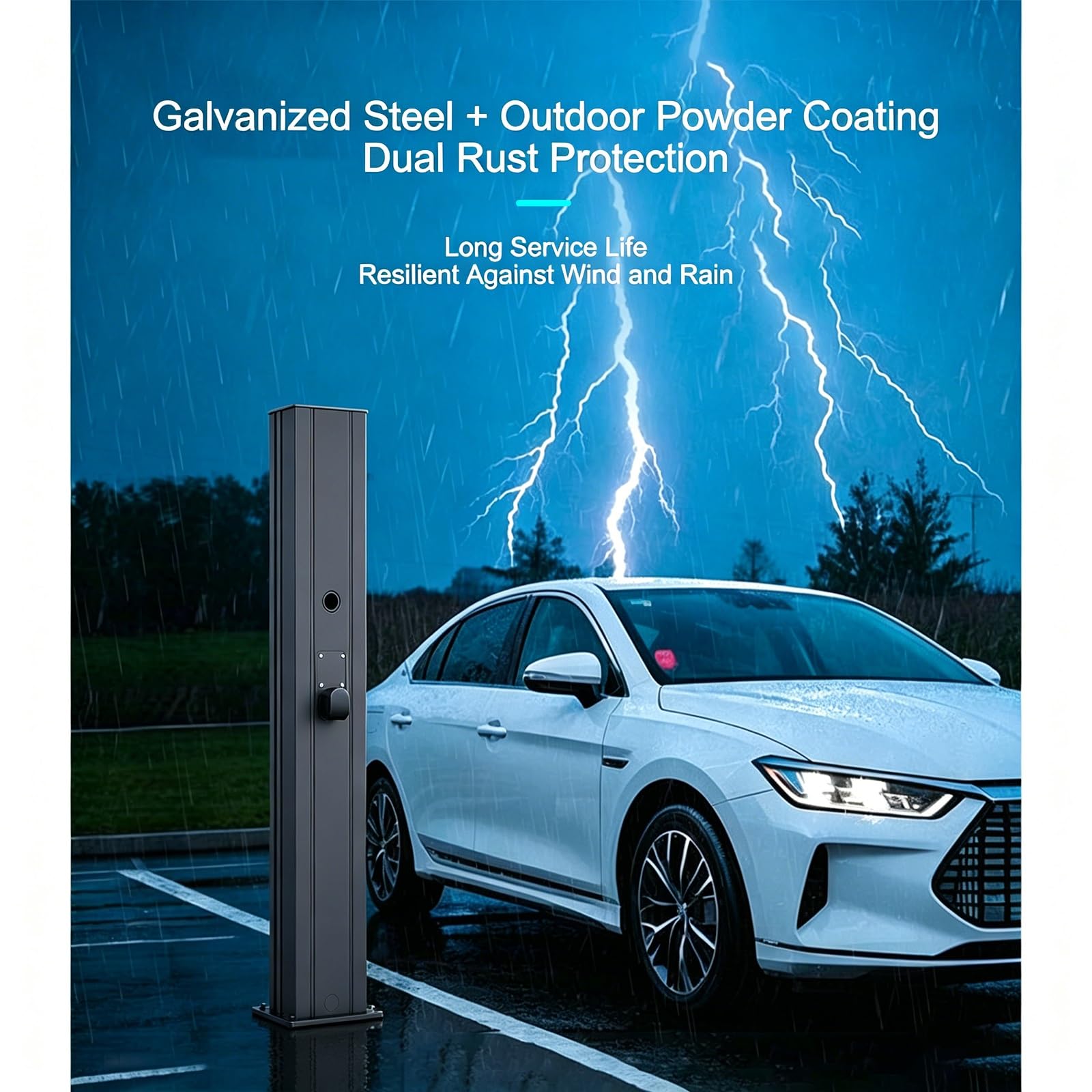 Piedistallo per Caricabatterie EV,Piedistallo Universale Stazione di Ricarica,Montaggio a Pavimento, Compatibile con Tutte Condizioni Atmosferiche, Progettato Specificamente Veicoli Elettrici(Black)
