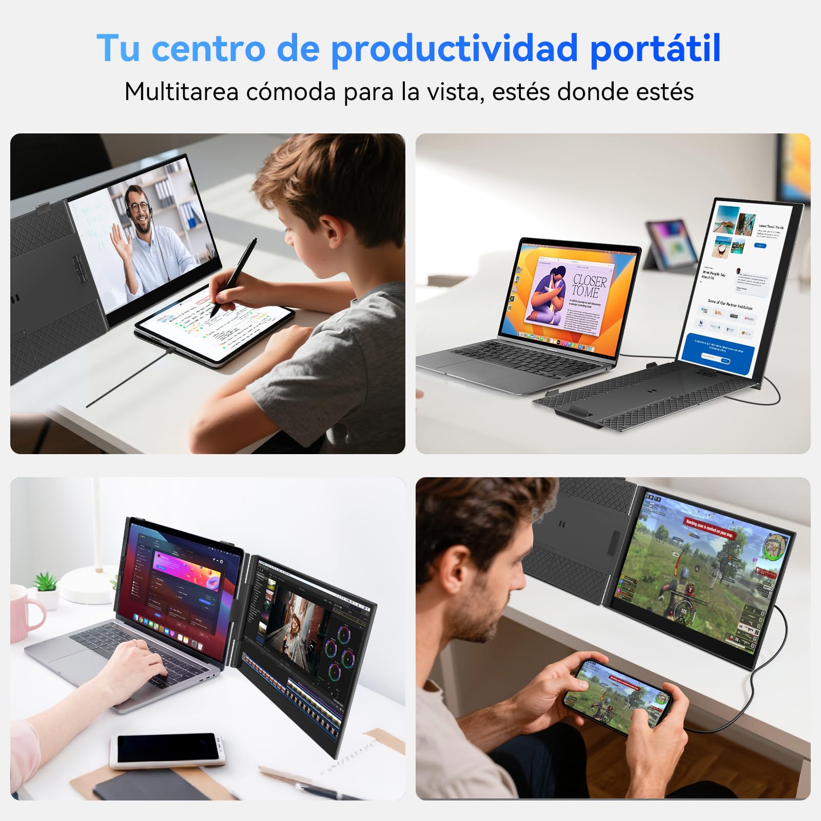 Blackview Pantalla Portatil Extensible Ultradelgado 14" FHD 1080P IPS Monitor Portátil,Certificación TÜV Luz Azul Baja,con HDMI/USB-A/Tipo-C Plug and Play, para Windows/Mac/Chrome/Switch/PS5 - 5