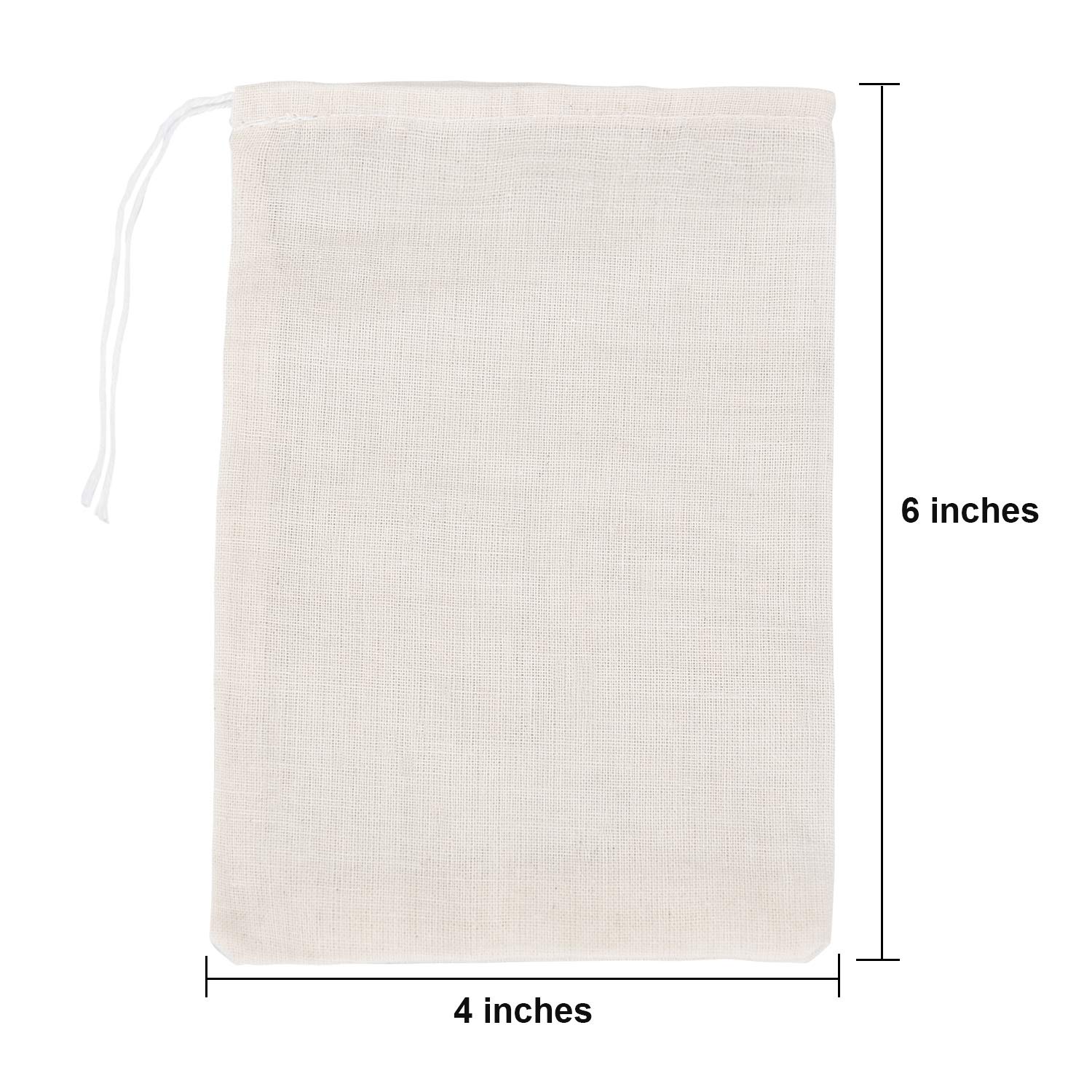 Tatuo 200 Paquet Coton Muslin Sacs en toile de jute Sacs Sac à usages multiples cordonnet Sachet Sacs pour soirée de mariage de bijoux de thé Favors stockage 4 x 6 pouces