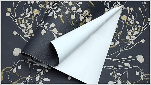 Miniatura 9 de HAOKHOME Papel tapiz floral para despegar y pegar, vintage, azul marinobeigeverde oliva, damasco, papel de contacto apto para inquilinos, 17.7