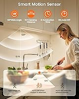 Vista 2 de Luces para debajo del gabinete de 8 pulgadas, 41 LED recargables con sensor de movimiento magnético, luz para interiores, brillo regulable de 6000