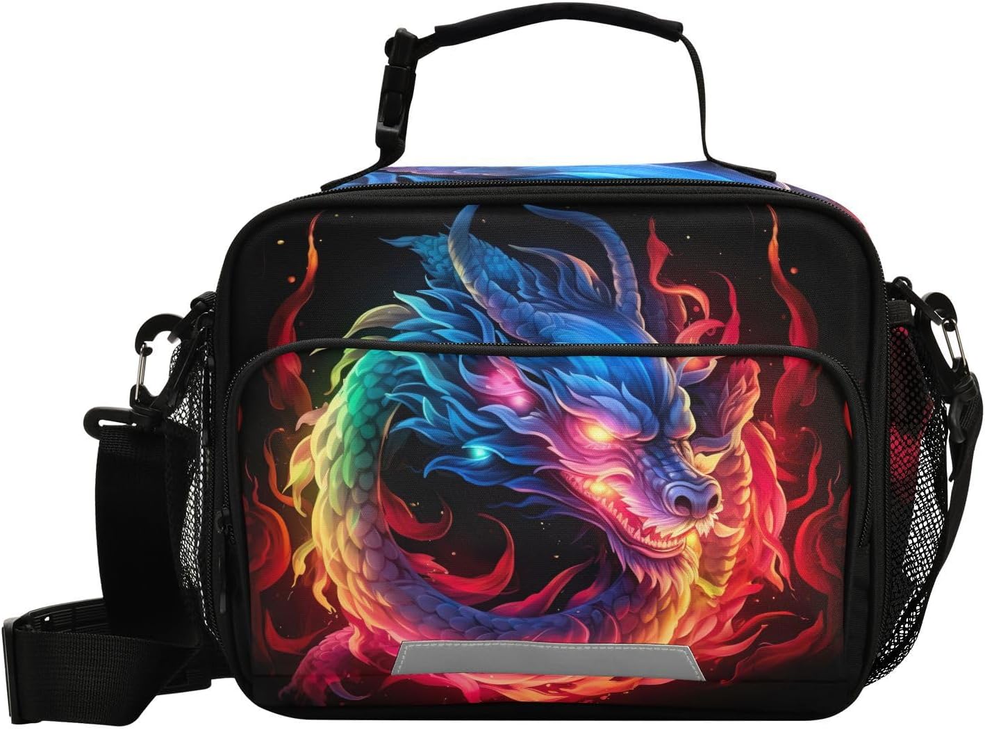 Blue Flame Dragon Kids Lunch Box Insulated Lunch Bags Cooler Tote Bag with Removable Shoulder Strap for Boy Girl Student 20847438