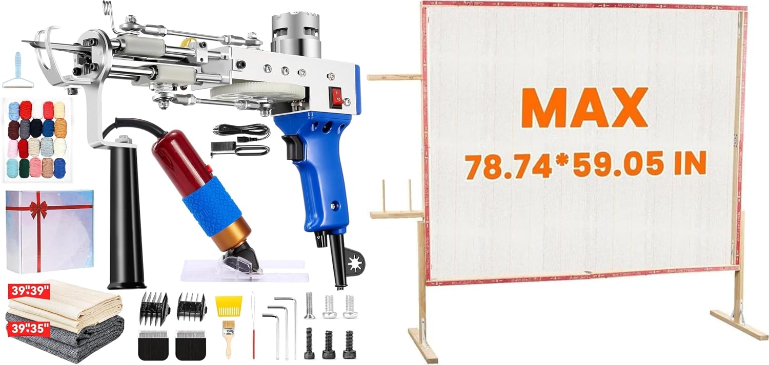 BESGEER Rug Tufting Gun with Carpet Trimmer - Rug Gun with Tufting-Shears with Tufting Cloth, 78.7" x 59" Premium Tufting Kit, Tufting Gun Machine Kit for Beginners