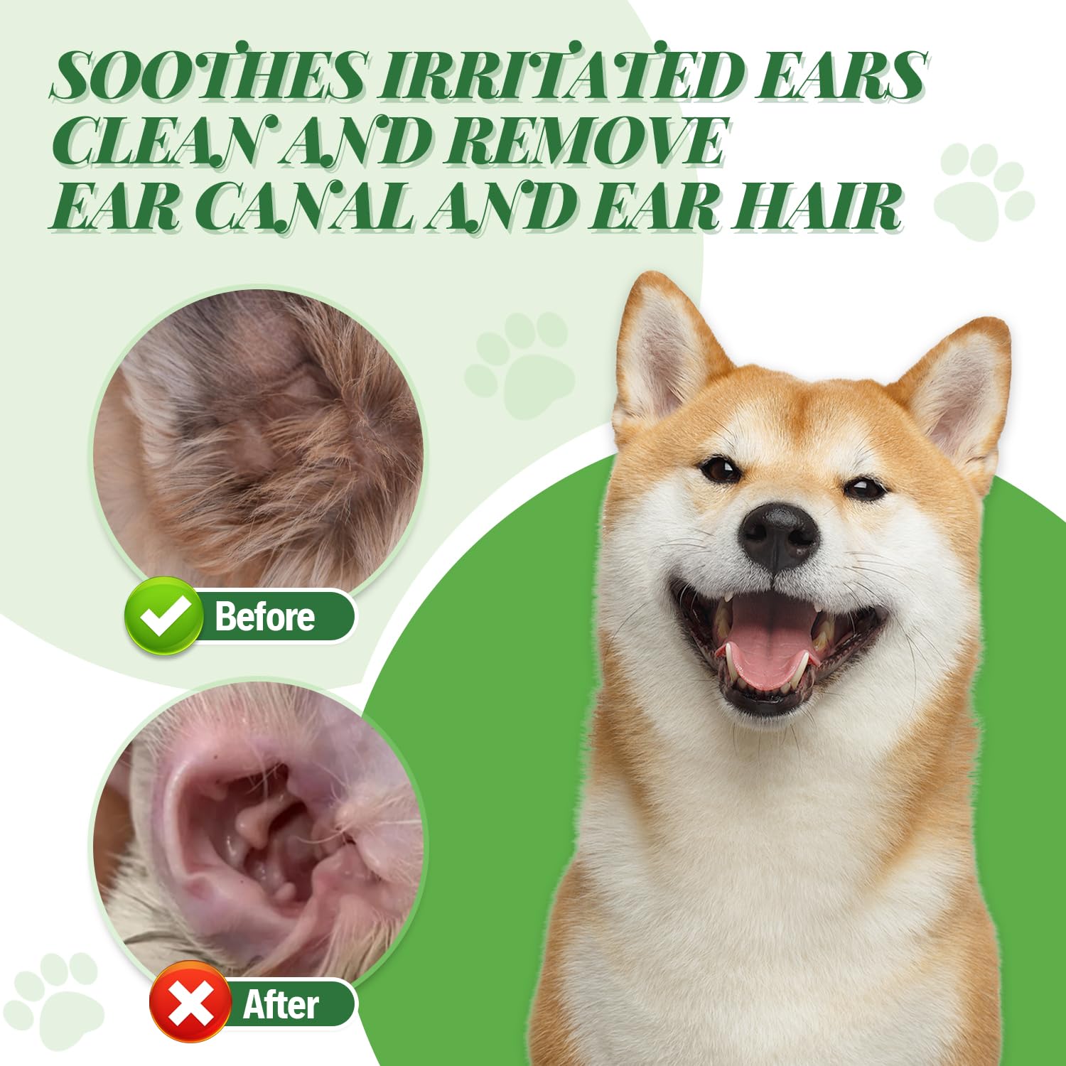 Pawsitive Vibes Zestaw do czyszczenia uszu dla psa, proszek do usuwania sierści 30 g, hemostat i obcinacz do strzyżenia psów do pielęgnacji, leczenia infekcji ucha psa, usuwania woskowiny i zapachu