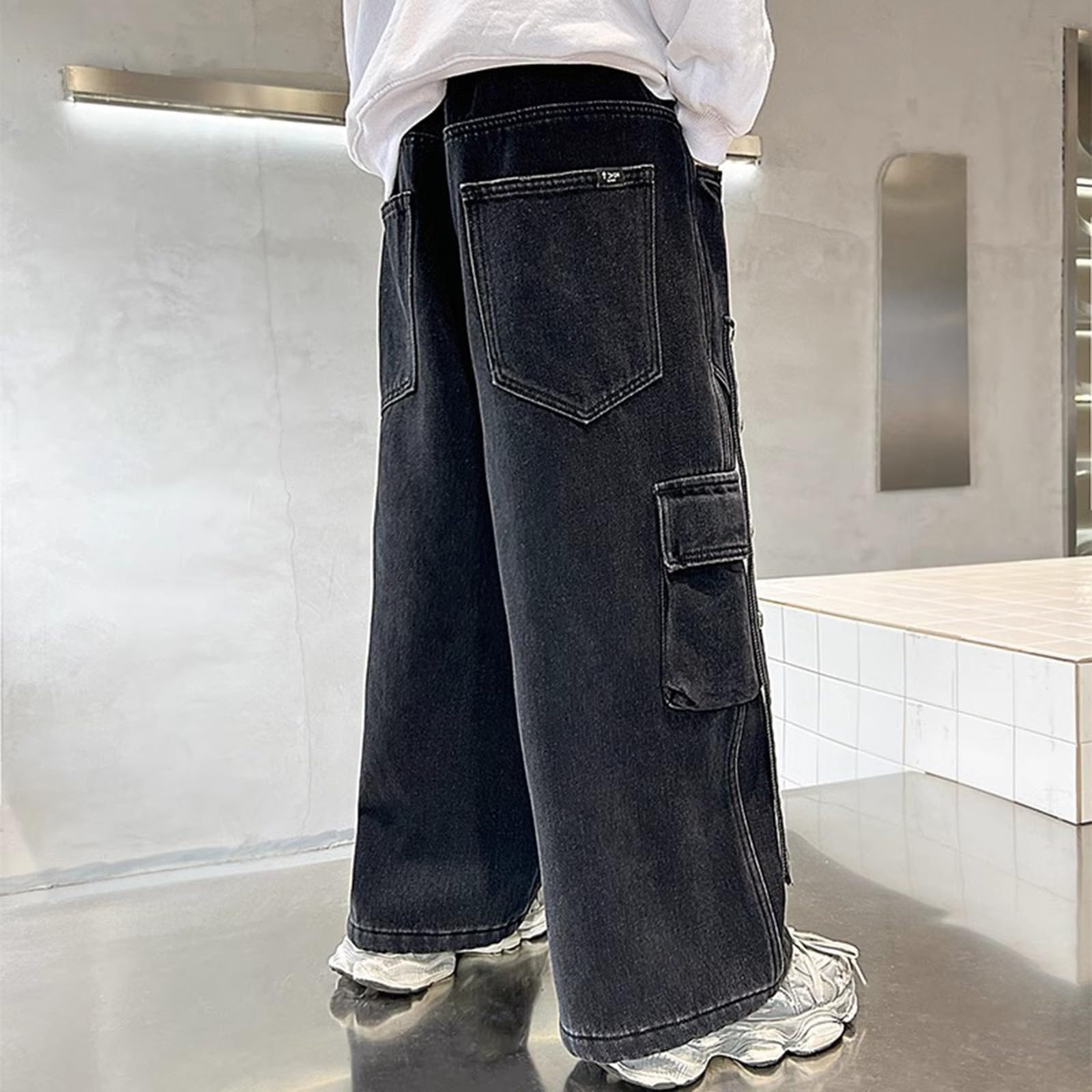 Pantalones Cargo para niños, Pantalones Vaqueros Holgados con múltiples Bolsillos para Ropa Informal, Ropa de, cómoda y Elegante para niños pequeños y Grandes.