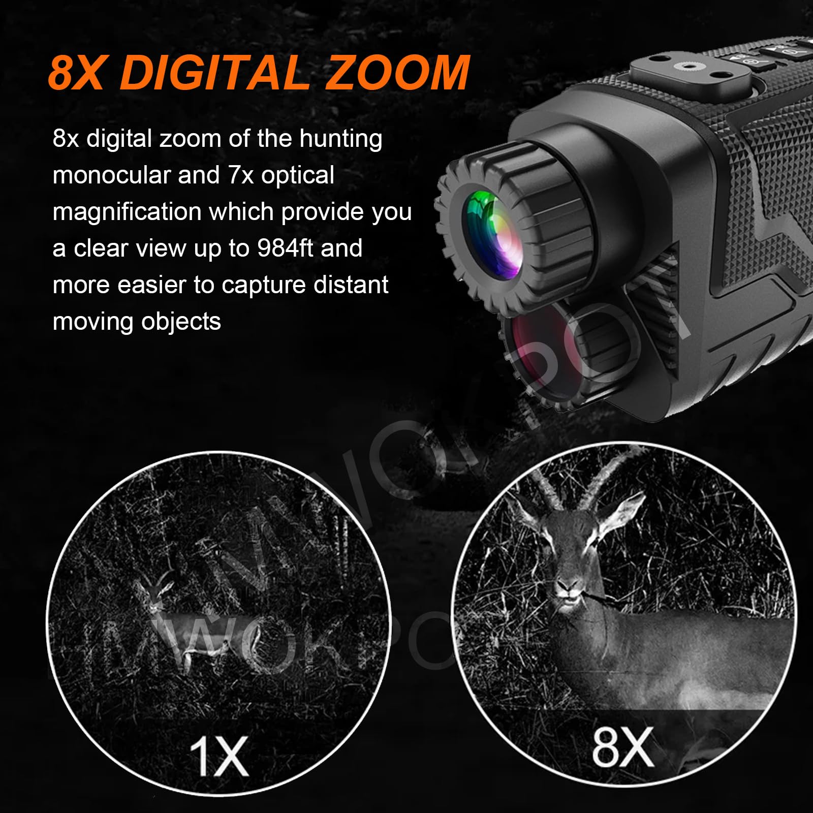 HMWOKPOT 4K Night Vision Goggles Head Mounted Monocular Digital Infrared with 8X Digital Zoom for 100% Darkness Wildlife Observation