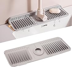 Volminex Silicone Faucet Mat, Sink Splash Guard, Kitchen Sink Mat, Water Drying Pad for Kitchen and Bathroom Countertop (Grey, 45cm)