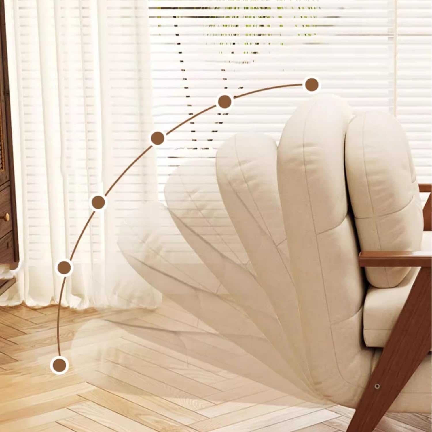 Convertible Sofa Chair Bed, Modern Small Couch with Solid Wood Arms & 6-Position Adjustable Backrest, Ideal for Apartments, Condos, Guest Rooms - Space-Saving Design