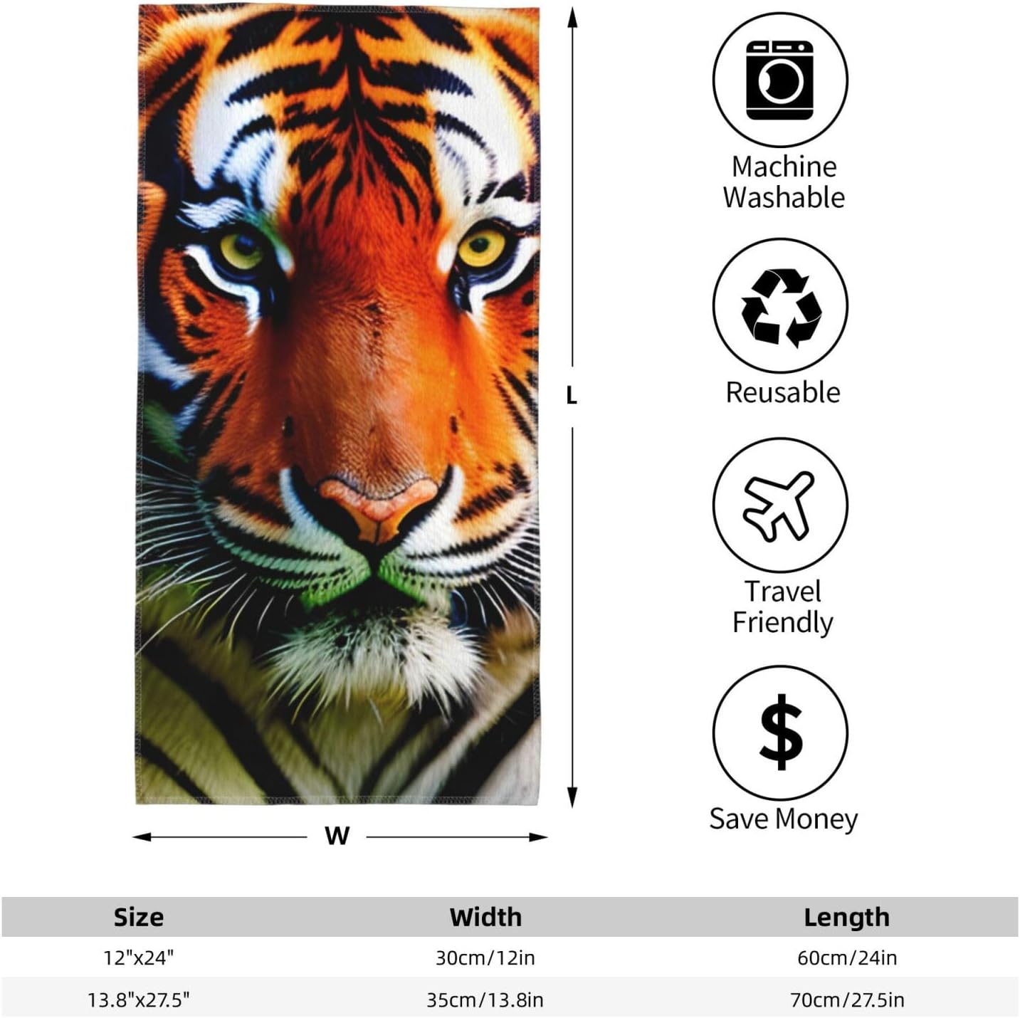 Tiger Stripes Orange Pattern Print Hand Towels for Kitchen, Decorative Bathroom Towels Decor Farmhouse Cute for Men Women Gifts