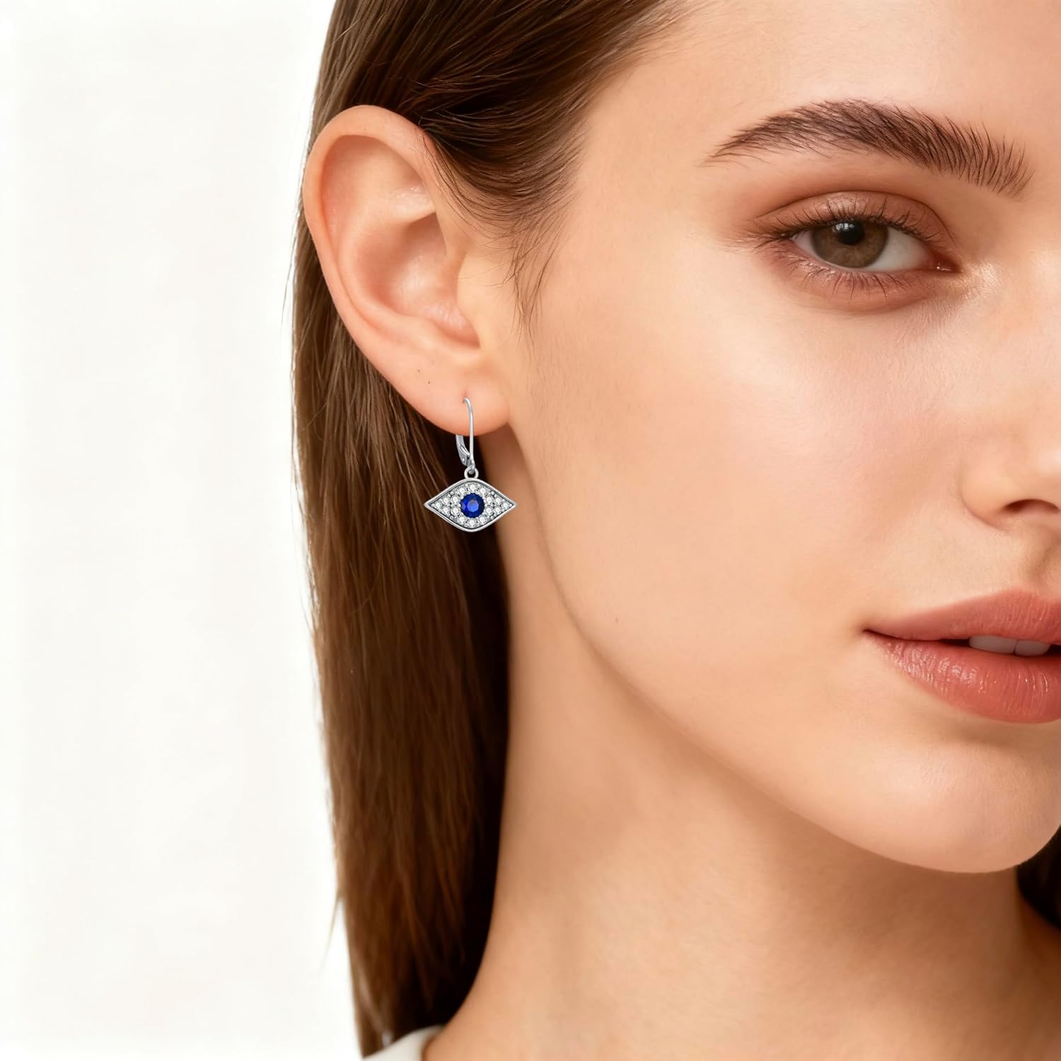 PEIMKO Evil Eye Stud Hoop Earrings for Women, 925 Sterling Silver Greek Ankh Cross Eyes of Horus/Blue Evil Eyes Spiritual Protection Jewelry for Women Birthday Gifts - Image 5