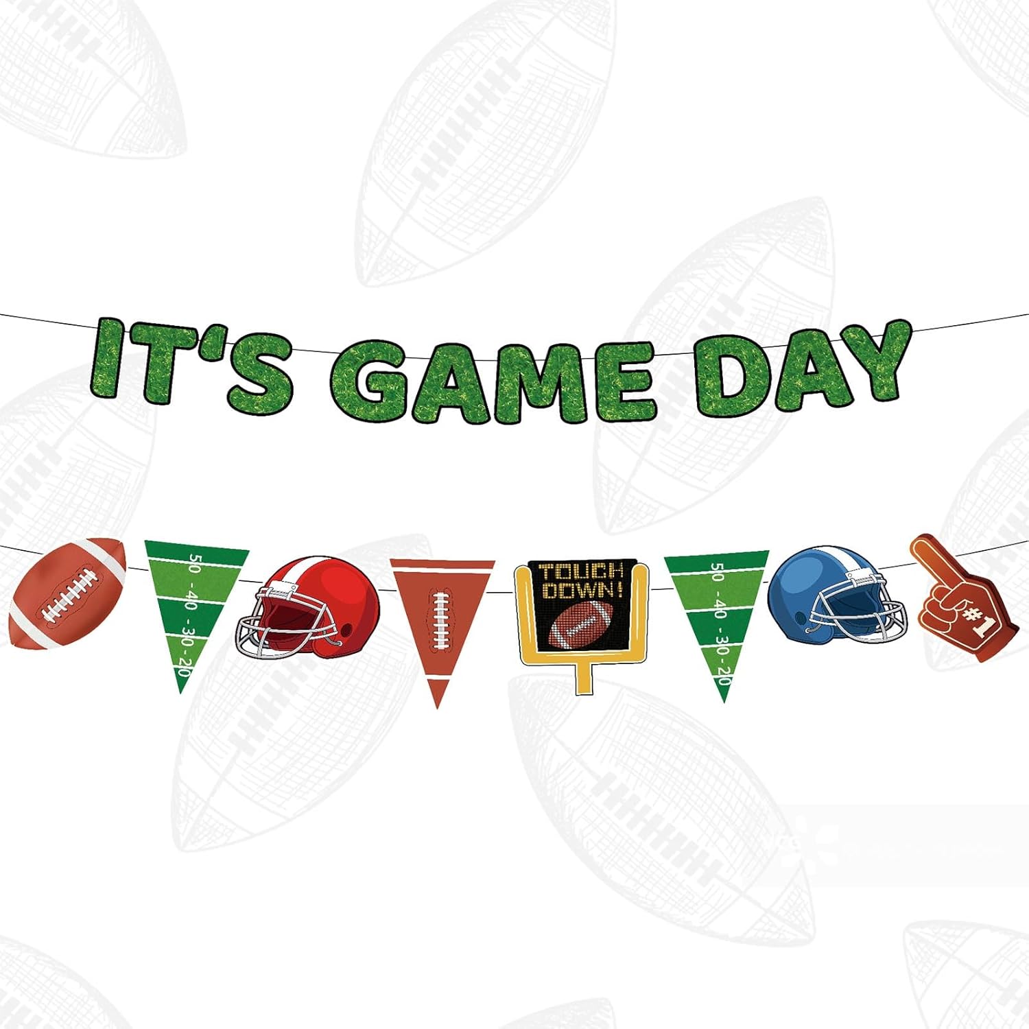 American Football Banners Football Hanging Banners for Sports Theme Party Decoration, Half Time Words Gridiron Banners for Sports Party Decoration Ball Game Home Gathering Hanging Accessories Supplies