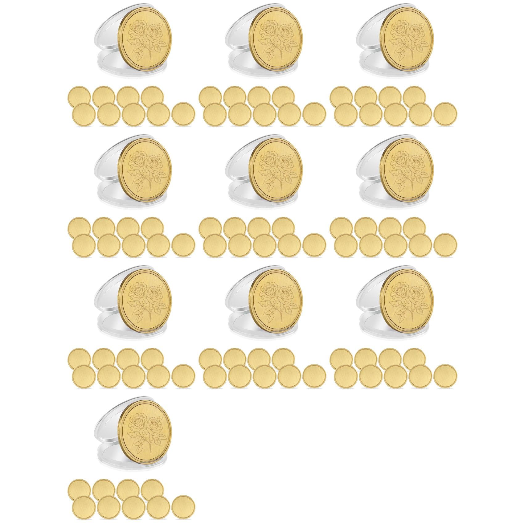 Jnchdghwa As Shown 100Pcs Engraving Blanks Brass Coin Blanks Metal Engraving Blank Coins 40Mm With Acrylic Protection Box