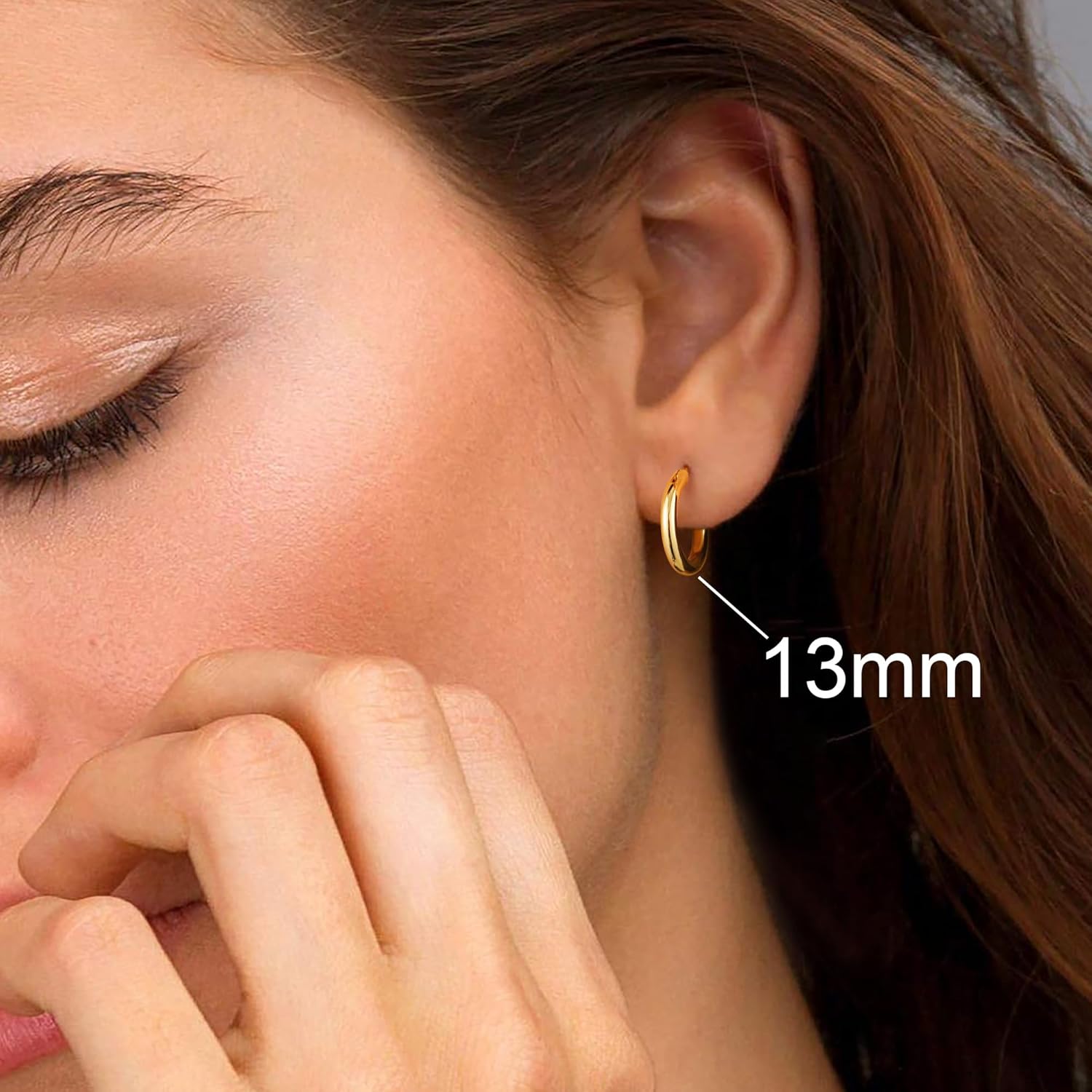 M MOOHAM Gold Plated Hoop Earrings for Women - Hypoallergenic 14K Gold Plated Hoops Earrings Set for Sensitive Ears Earring Stack for Women Trendy Jewelry Gifts Lightweight 13-60mm - Image 2
