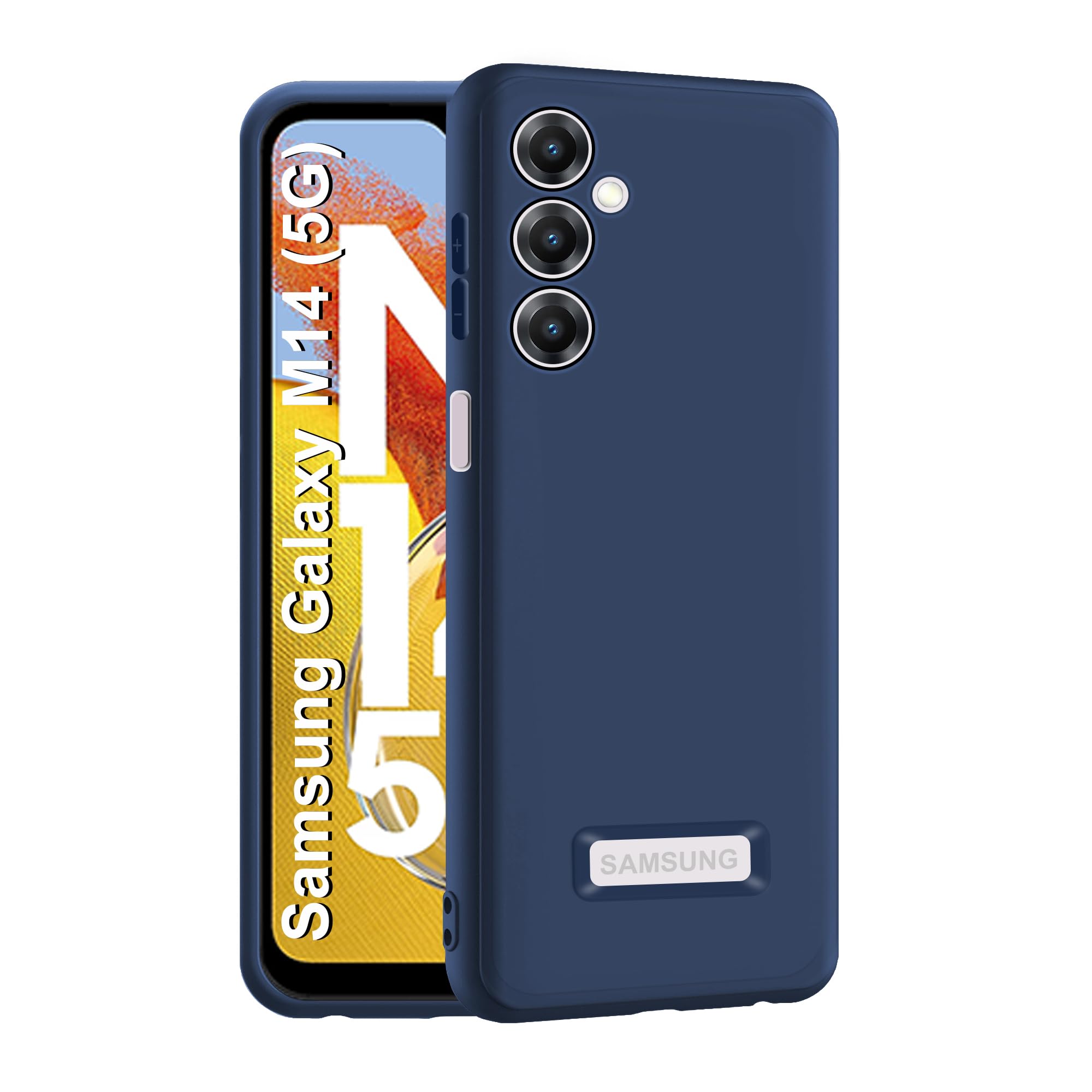 CEDO Samsung Galaxy M14 (5G) Back Cover | Camera Bump Protection & Inner Velvet Fabric Lining | Ultra Slim Matte Soft Rubberised Case Cover (Blue)