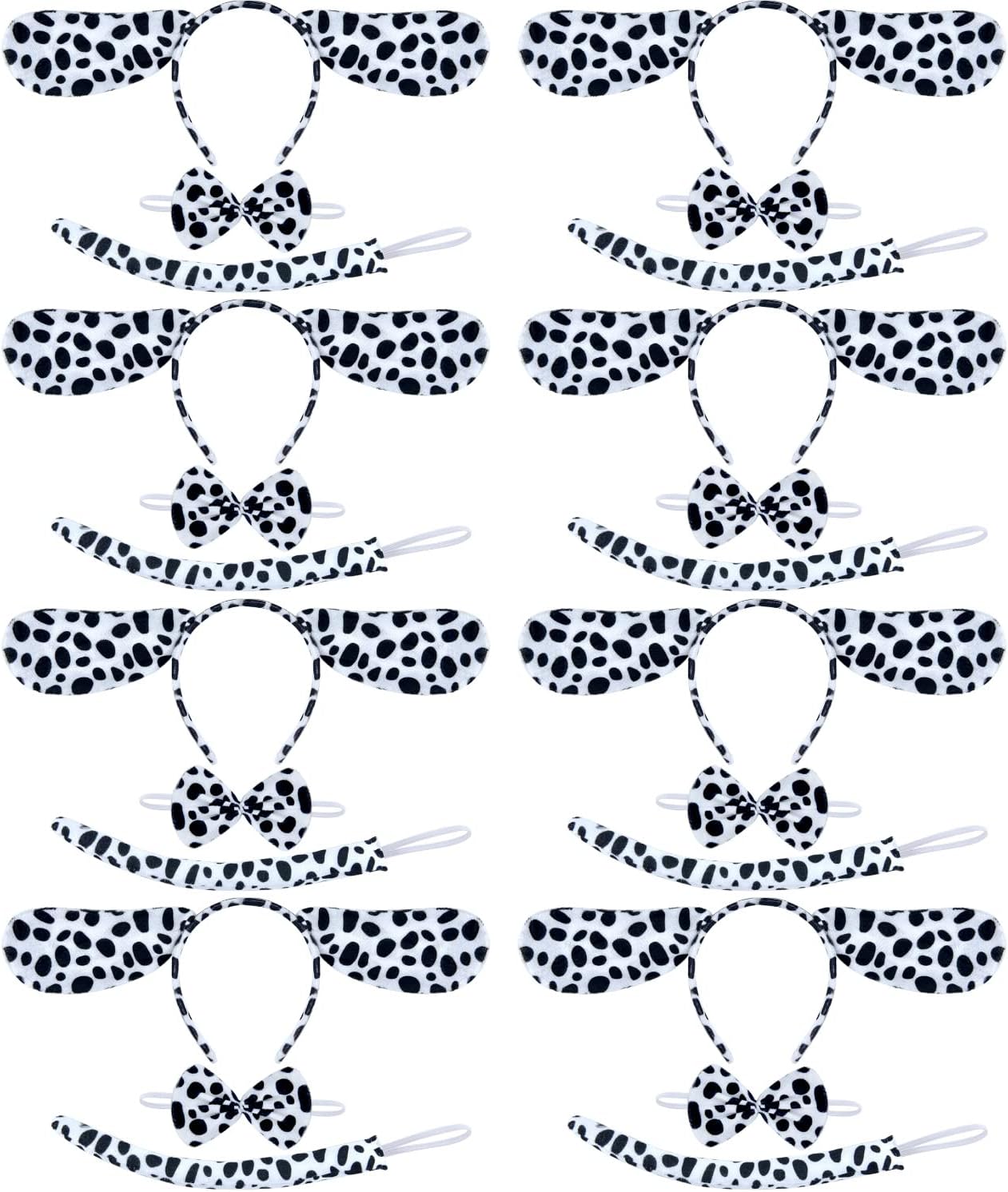 Mototo 24 Pieces Halloween Dalmatian Costume Set Dog Ears Headband Kit Include Dalmatian Ears Headbands Bow Tie and Dalmatian Tail for Christmas Halloween New Year Cosplay Costume or Party Decoration