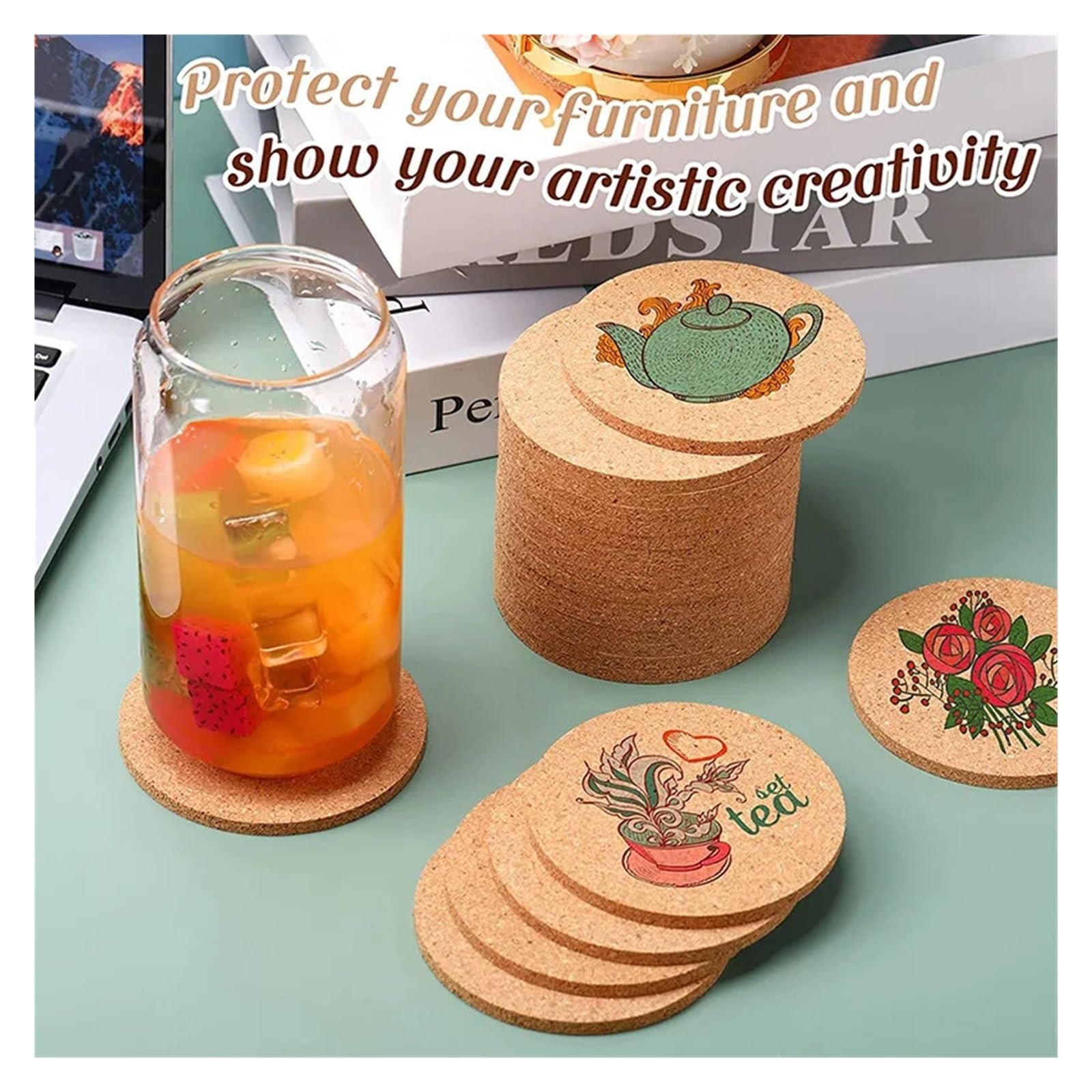 sous-Verres en liège, Coussinets de Fond Tasse Table for Le café et la Boisson Quotidienne(30PCS 90 x 3mm)