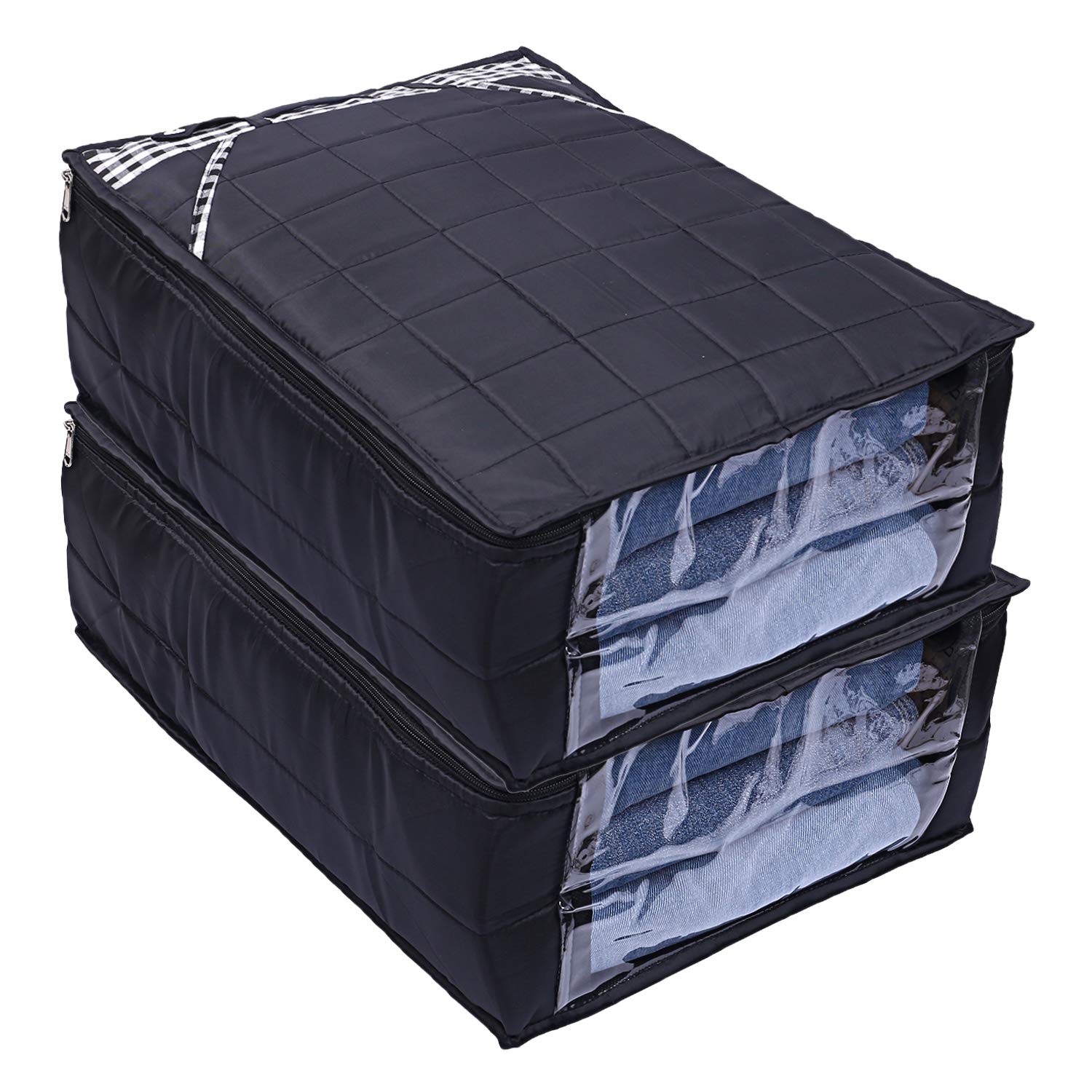 Kuber IndustriesKuber Industries Parachute Waterproof 2 Pieces Trouser Cover Quilted/Wardrobe Organizer (Black) - CTKTC023218