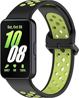ステッチカラーウォッチバンド Compatible with Samsung Galaxy Fit3[2024] SM-R390 対応 ソフトシリコン 通気性 スポーツリストバンド 交換用ブレスレット クイックリリースストラップ