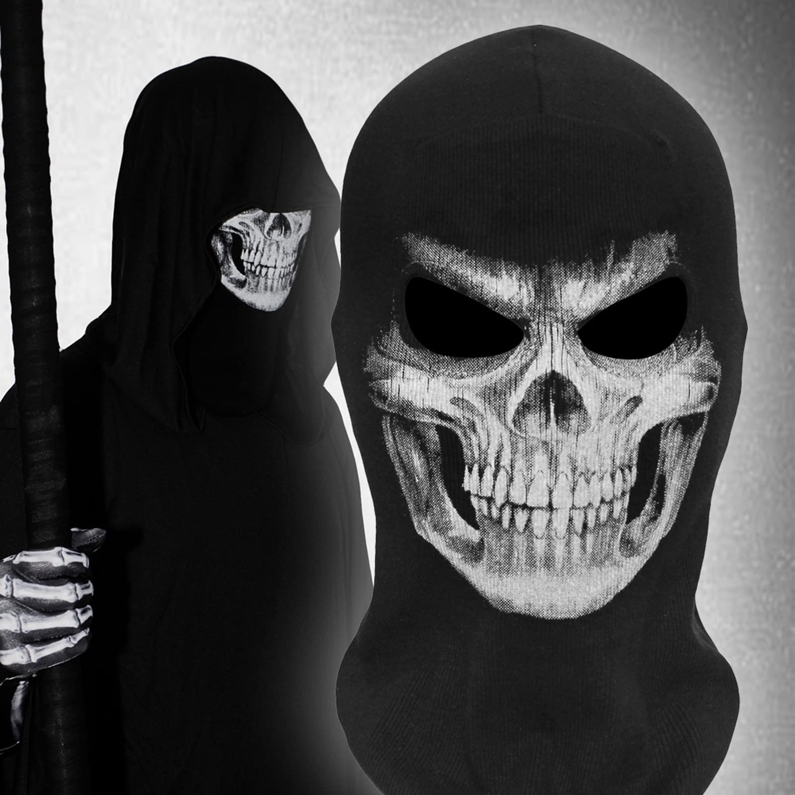 EUPSIIU 3 stuks Ghost-masker, Call of Balaclava, Call of Duty bivakmuts, schedel masker, balaclava, spookschedel volgelaatsmasker, skelet, motorfiets, skimasker, mannen, muts, Halloween, cosplay