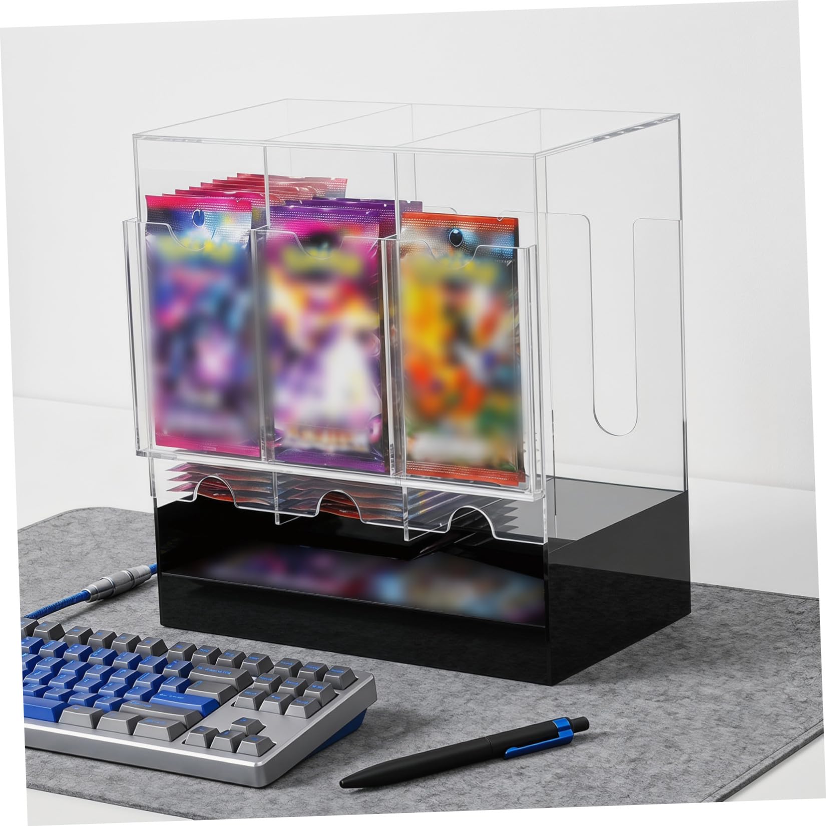 Healeved Boîte de Présentation pour Cartes, 3 Compartiments, Acrylique Noir